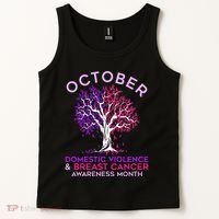 October Domestic Violence & Breast Cancer Awareness Month Tank Top thumb 2