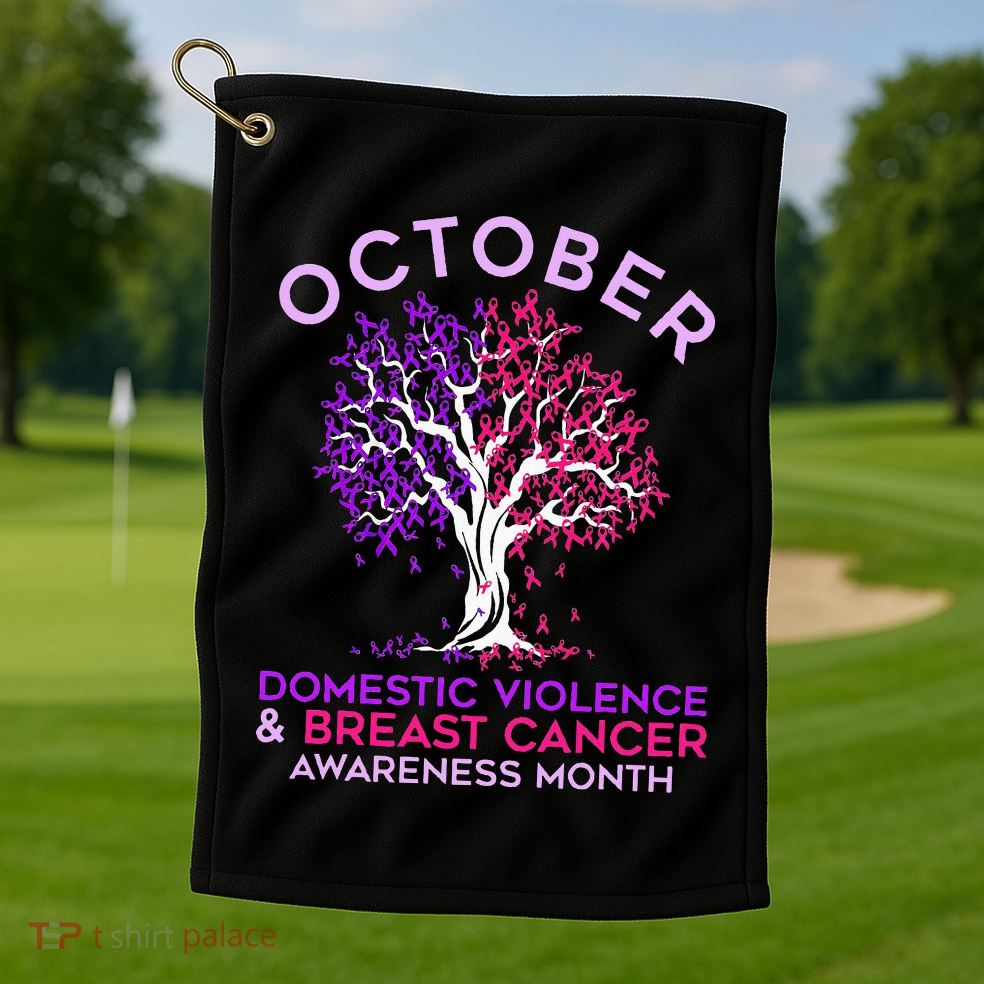 October Domestic Violence & Breast Cancer Awareness Month Golf Towel