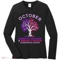 October Domestic Violence & Breast Cancer Awareness Month Women's Long Sleeve Shirt thumb 0