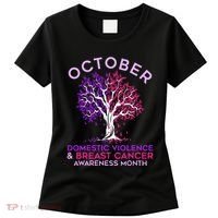October Domestic Violence & Breast Cancer Awareness Month Women's T-Shirt thumb 0
