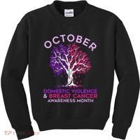 October Domestic Violence & Breast Cancer Awareness Month Kids Sweatshirt thumb 0