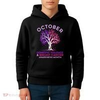 October Domestic Violence & Breast Cancer Awareness Month Kids Hoodie thumb 4