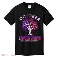 October Domestic Violence & Breast Cancer Awareness Month Kids T-Shirt thumb 0