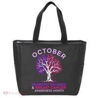 October Domestic Violence & Breast Cancer Awareness Month Tote Bag thumb 0