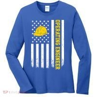 Operating Engineer American Usa Flag Great Gift Women's Long Sleeve Shirt thumb 0