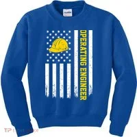 Operating Engineer American Usa Flag Great Gift Kids Sweatshirt thumb 0