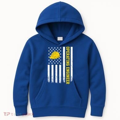 Operating Engineer American Usa Flag Great Gift Kids Hoodie