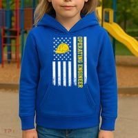 Operating Engineer American Usa Flag Great Gift Kids Hoodie thumb 3