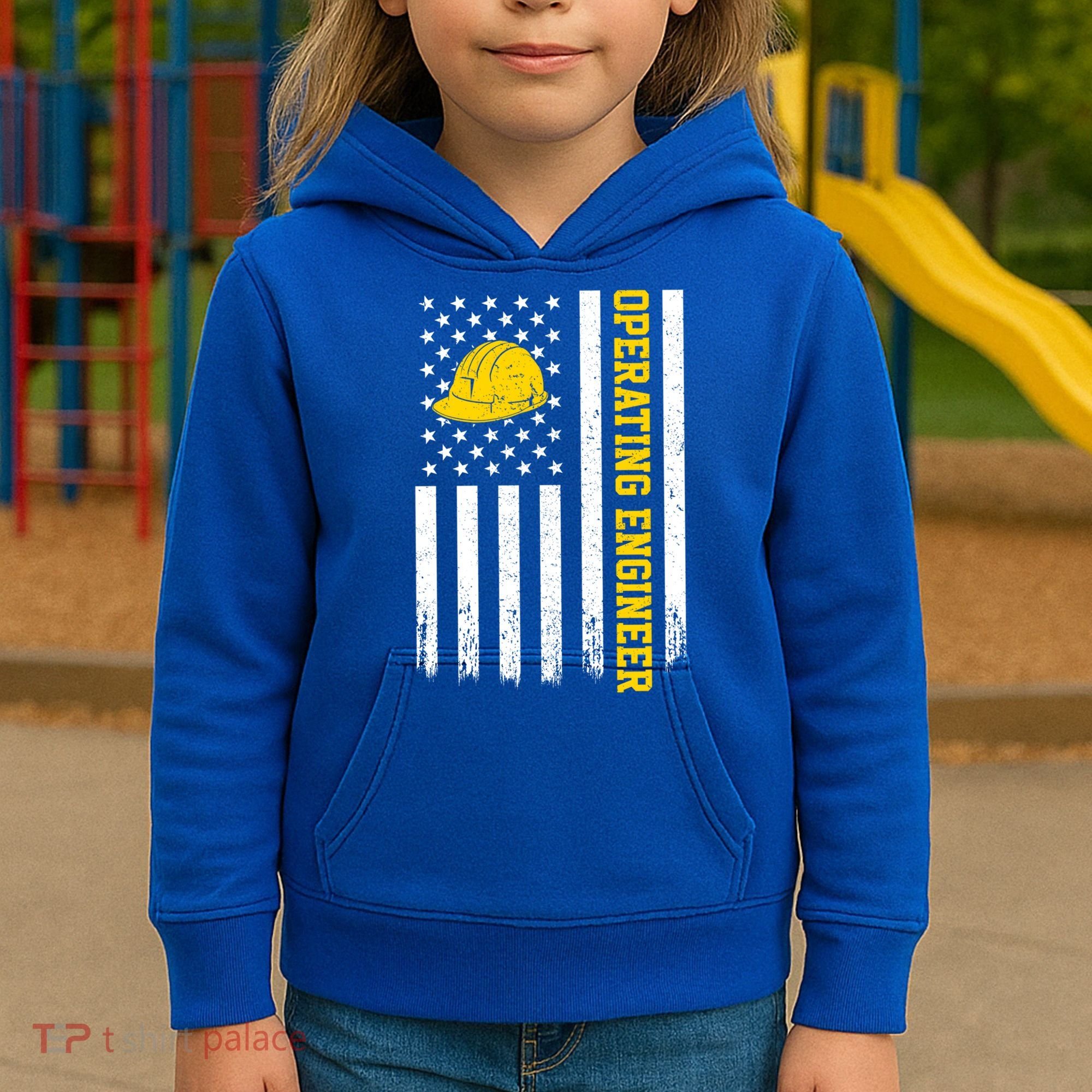Operating Engineer American Usa Flag Great Gift Kids Hoodie