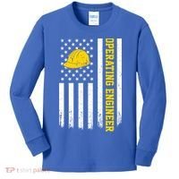 Operating Engineer American Usa Flag Great Gift Kids Long Sleeve Shirt thumb 0