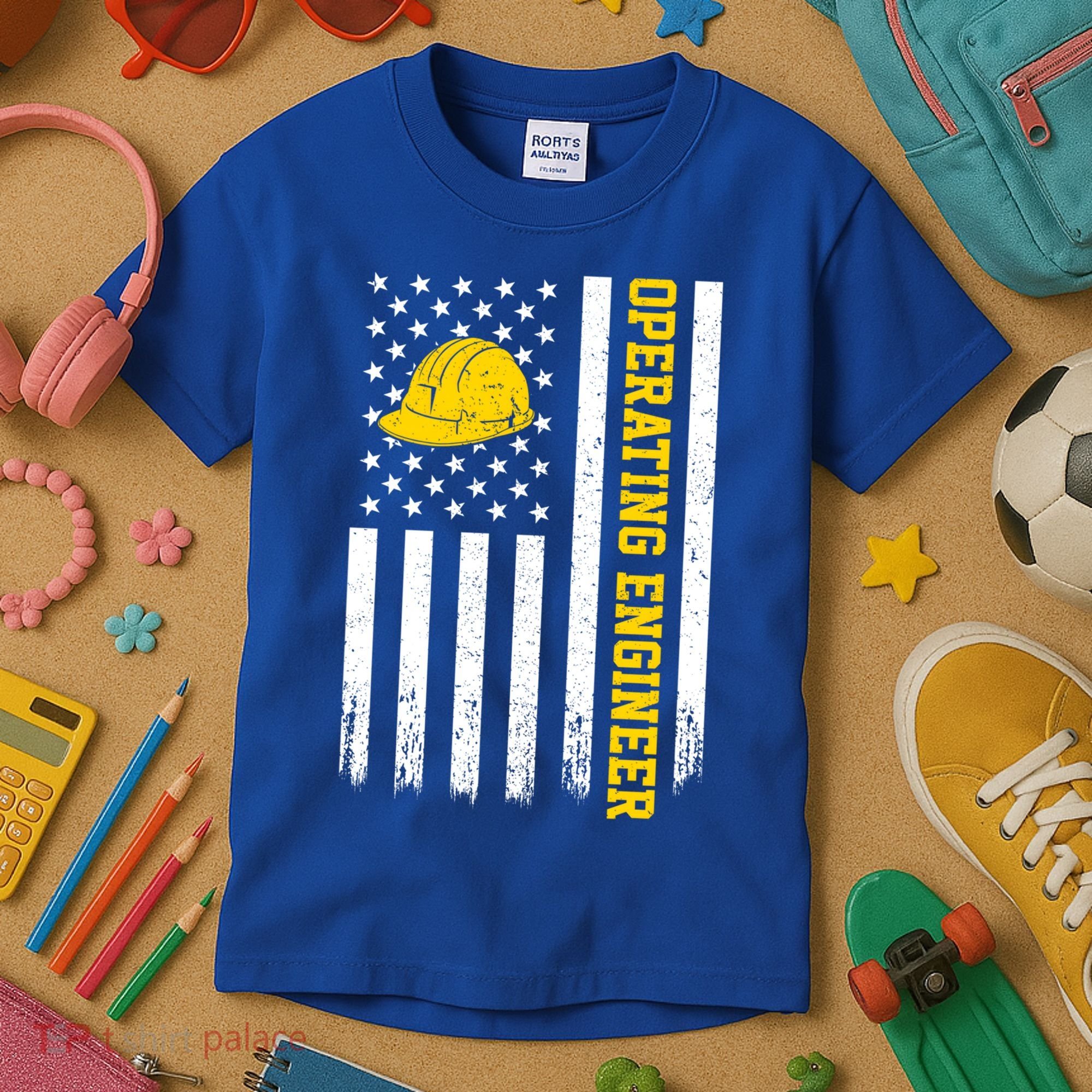 Operating Engineer American Usa Flag Great Gift Kids T-Shirt
