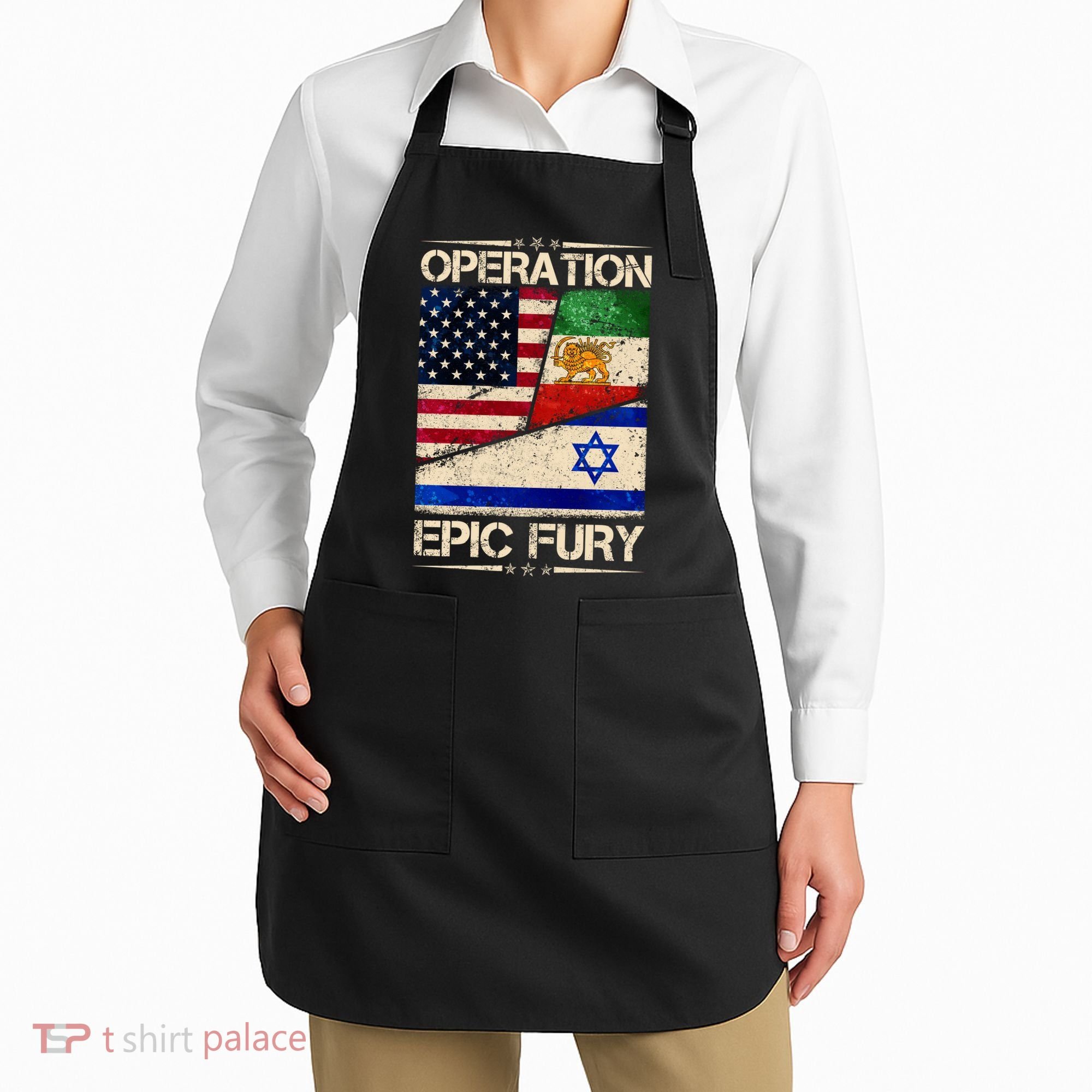 Operation Epic Fury Flag America Iran And Israe Apron