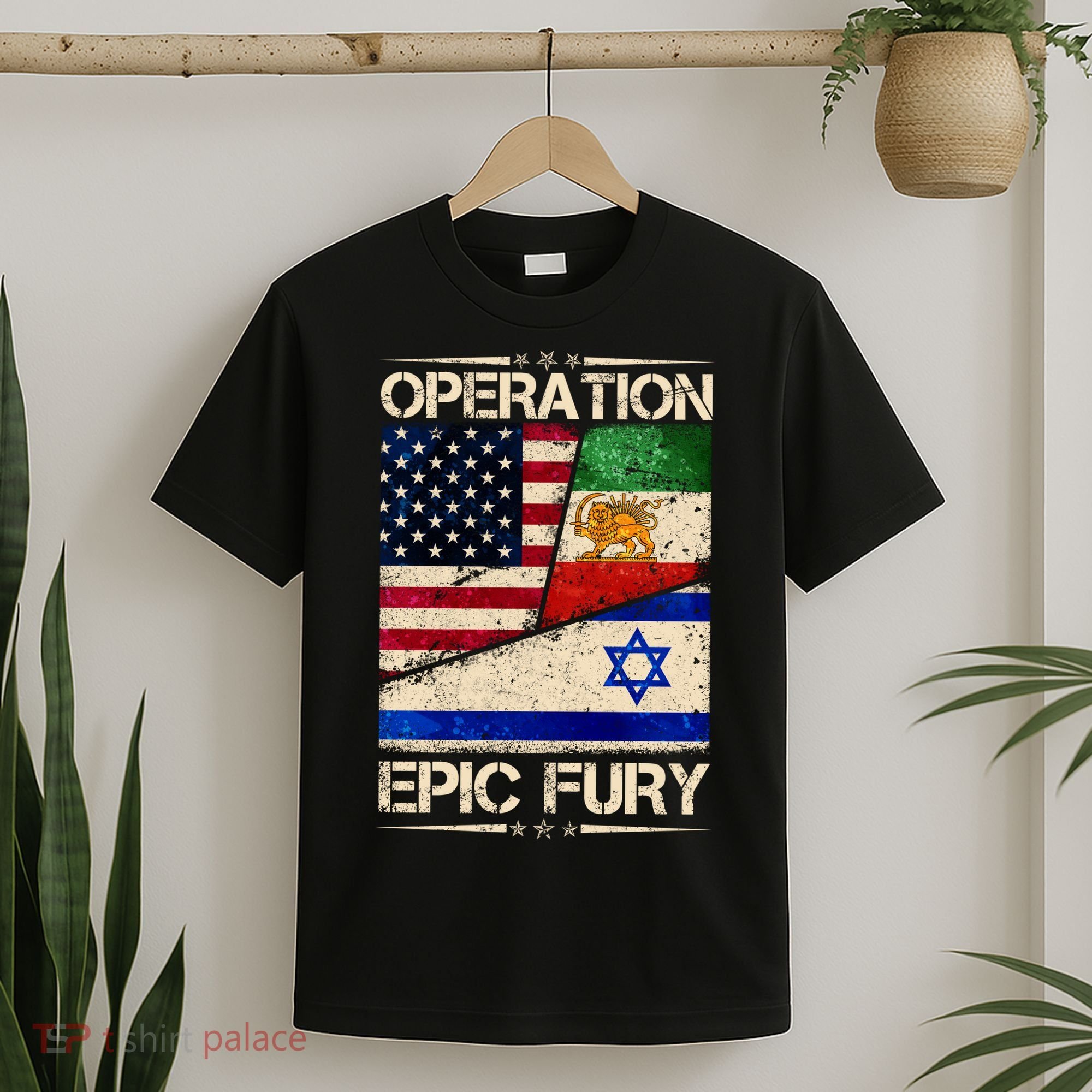 Operation Epic Fury Flag America Iran And Israe T-Shirt