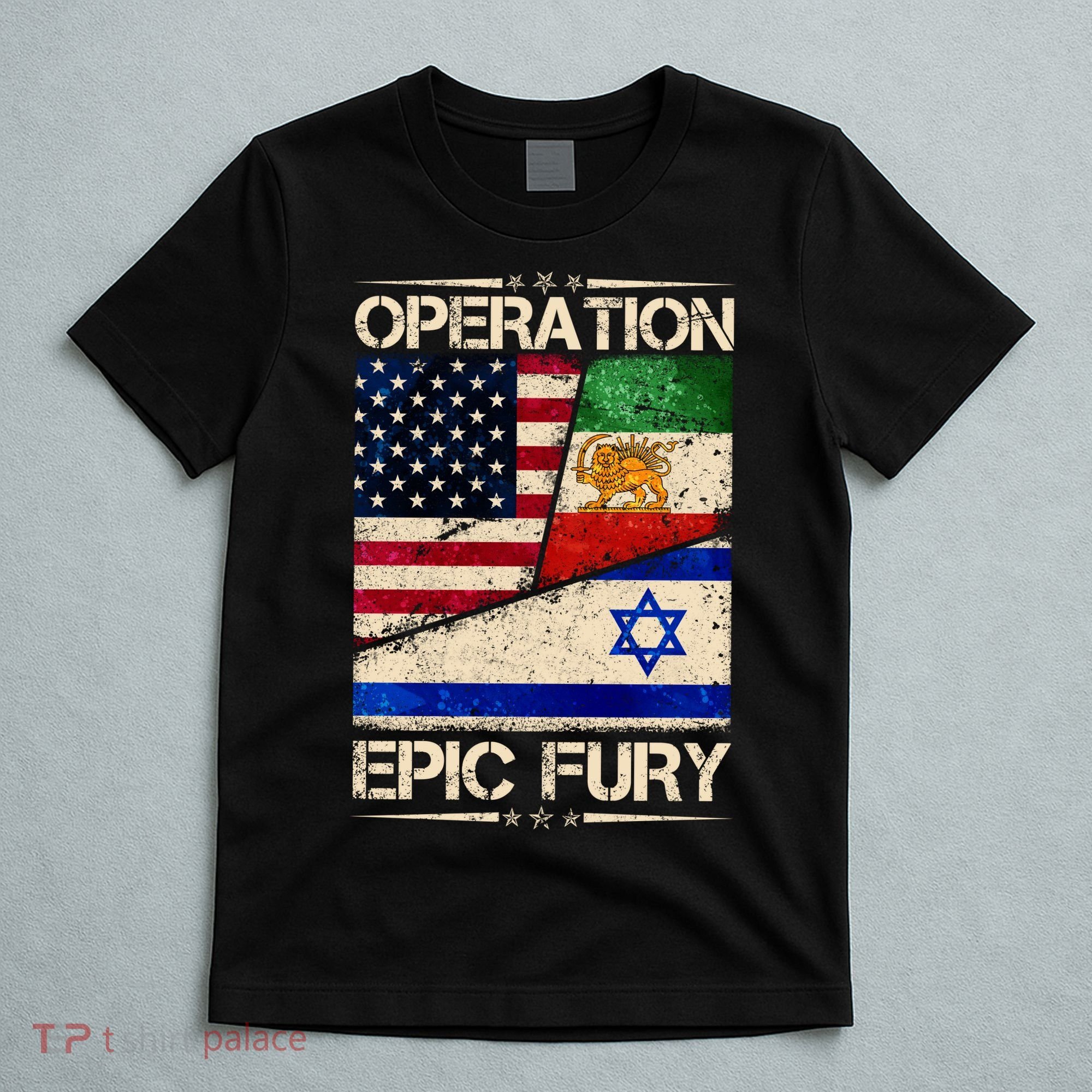 Operation Epic Fury Flag America Iran And Israe T-Shirt