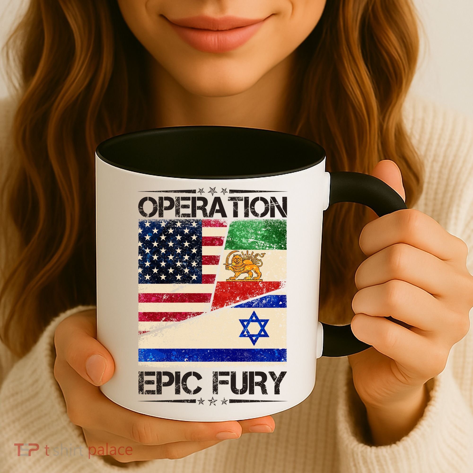 Operation Epic Fury Flag America Iran And Israe Coffee Mug