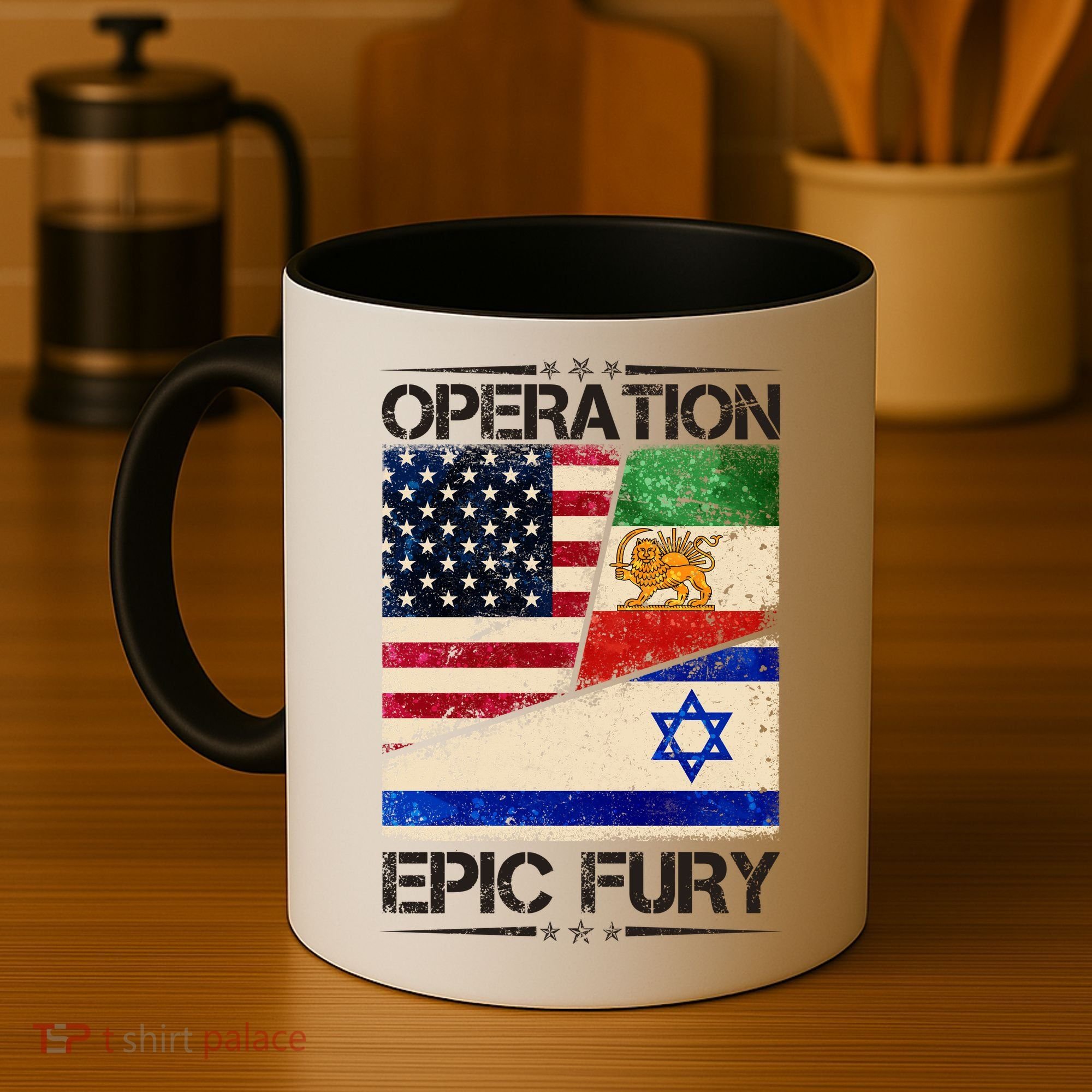 Operation Epic Fury Flag America Iran And Israe Coffee Mug