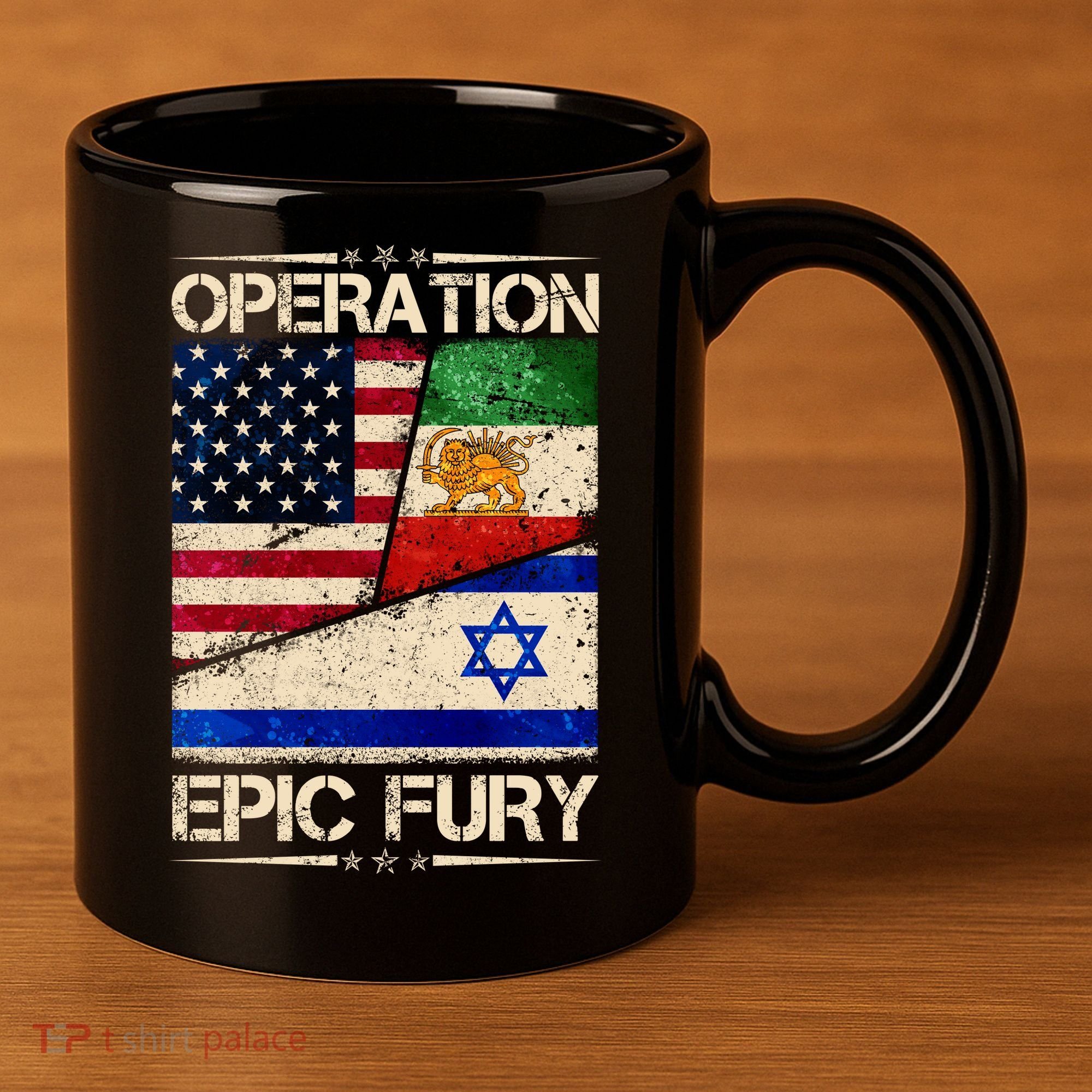 Operation Epic Fury Flag America Iran And Israe 11oz C Handle Ceramic Mug