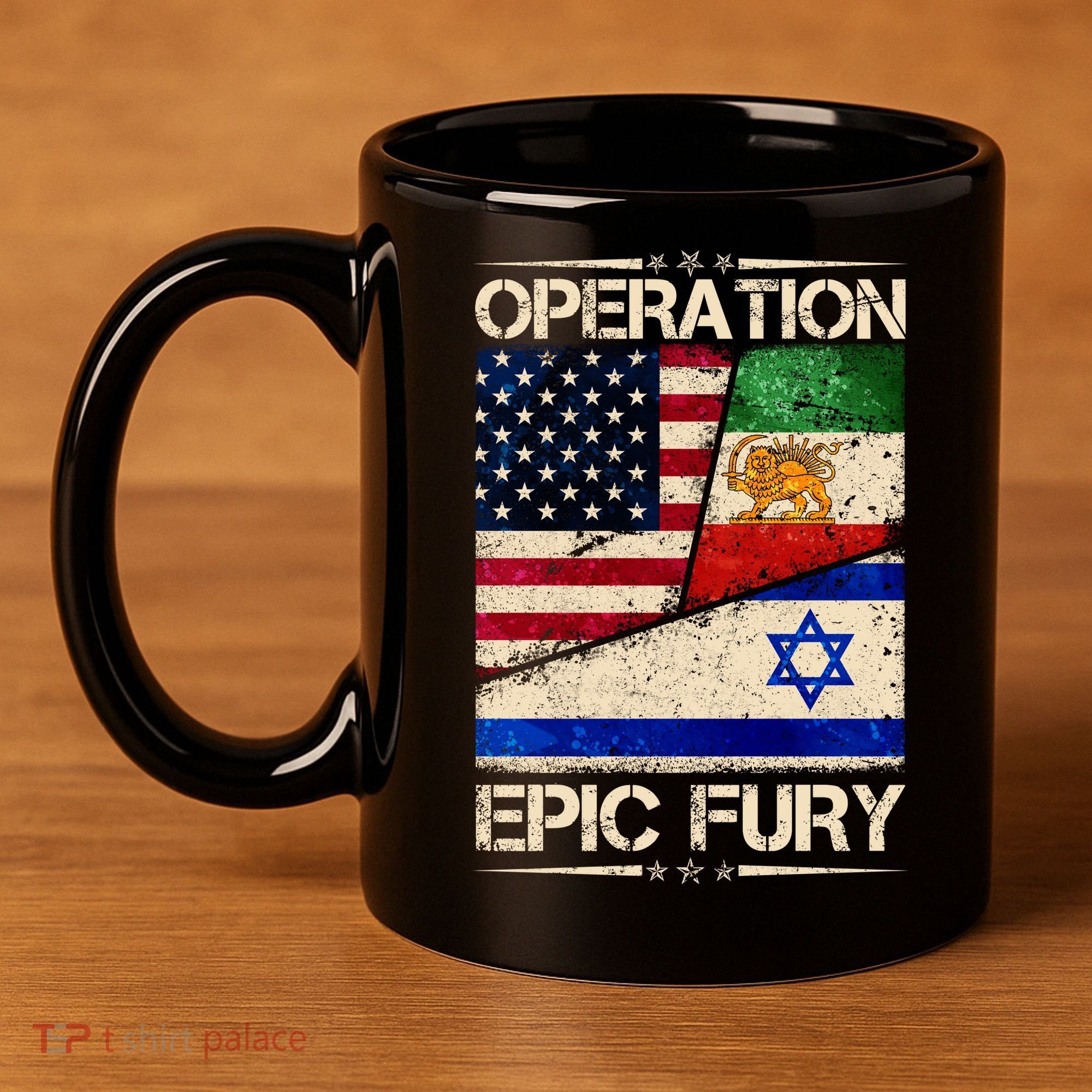 Operation Epic Fury Flag America Iran And Israe 11oz C Handle Ceramic Mug