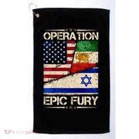 Operation Epic Fury Flag America Iran And Israe Golf Towel thumb 0