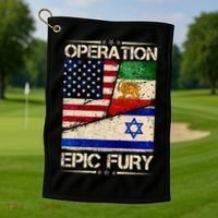 Operation Epic Fury Flag America Iran And Israe Golf Towel thumb 1