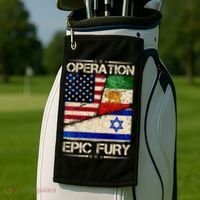 Operation Epic Fury Flag America Iran And Israe Golf Towel thumb 2