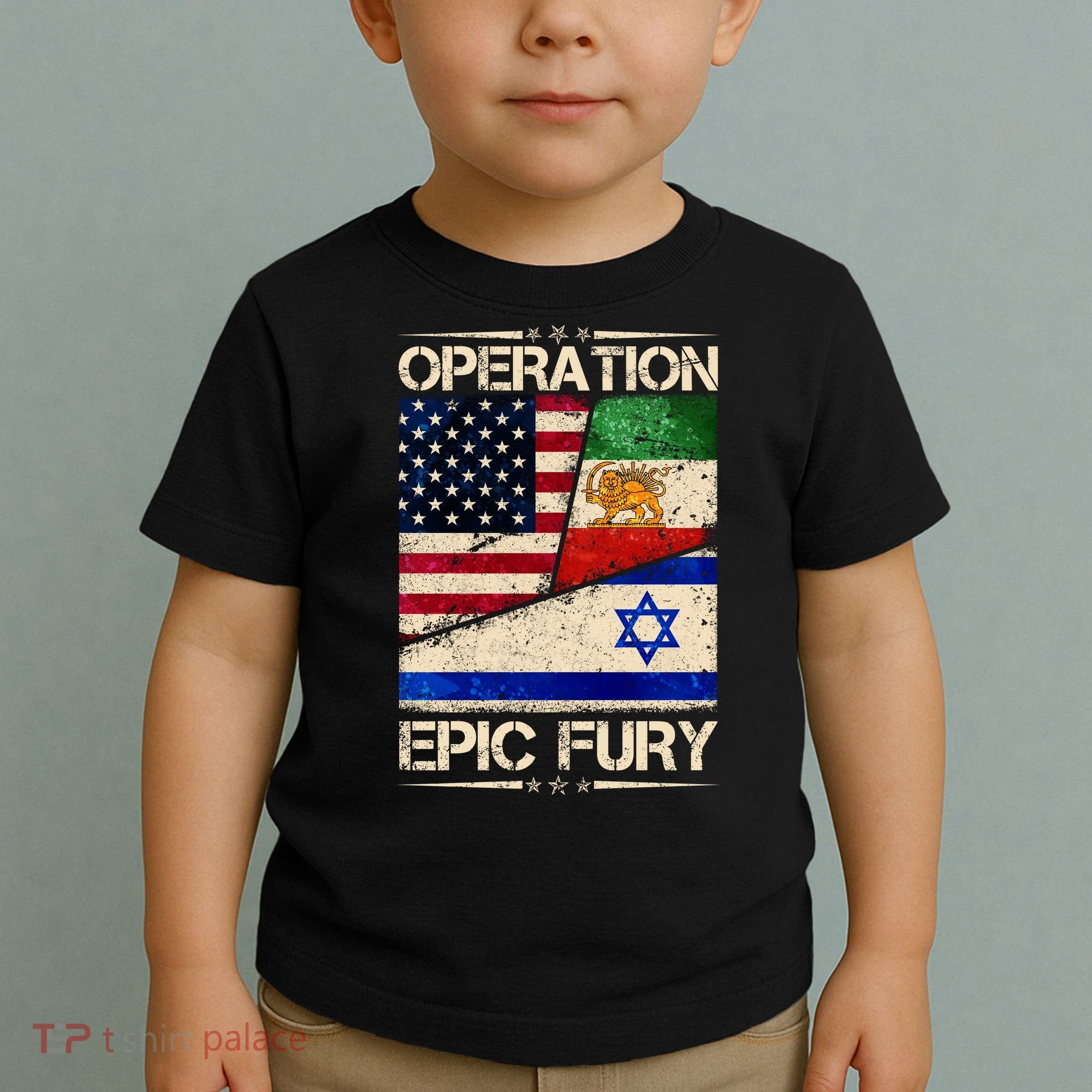 Operation Epic Fury Flag America Iran And Israe Toddler T-Shirt