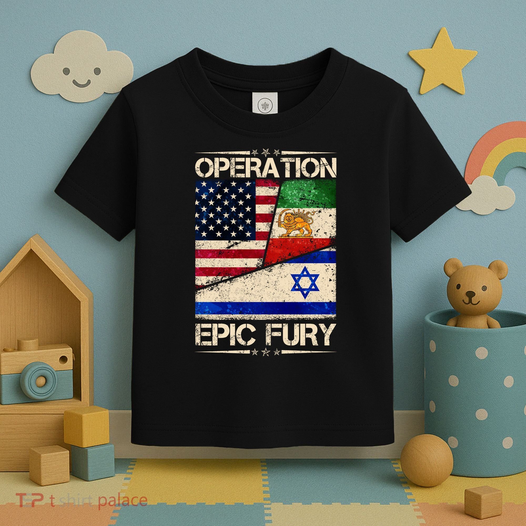 Operation Epic Fury Flag America Iran And Israe Toddler T-Shirt
