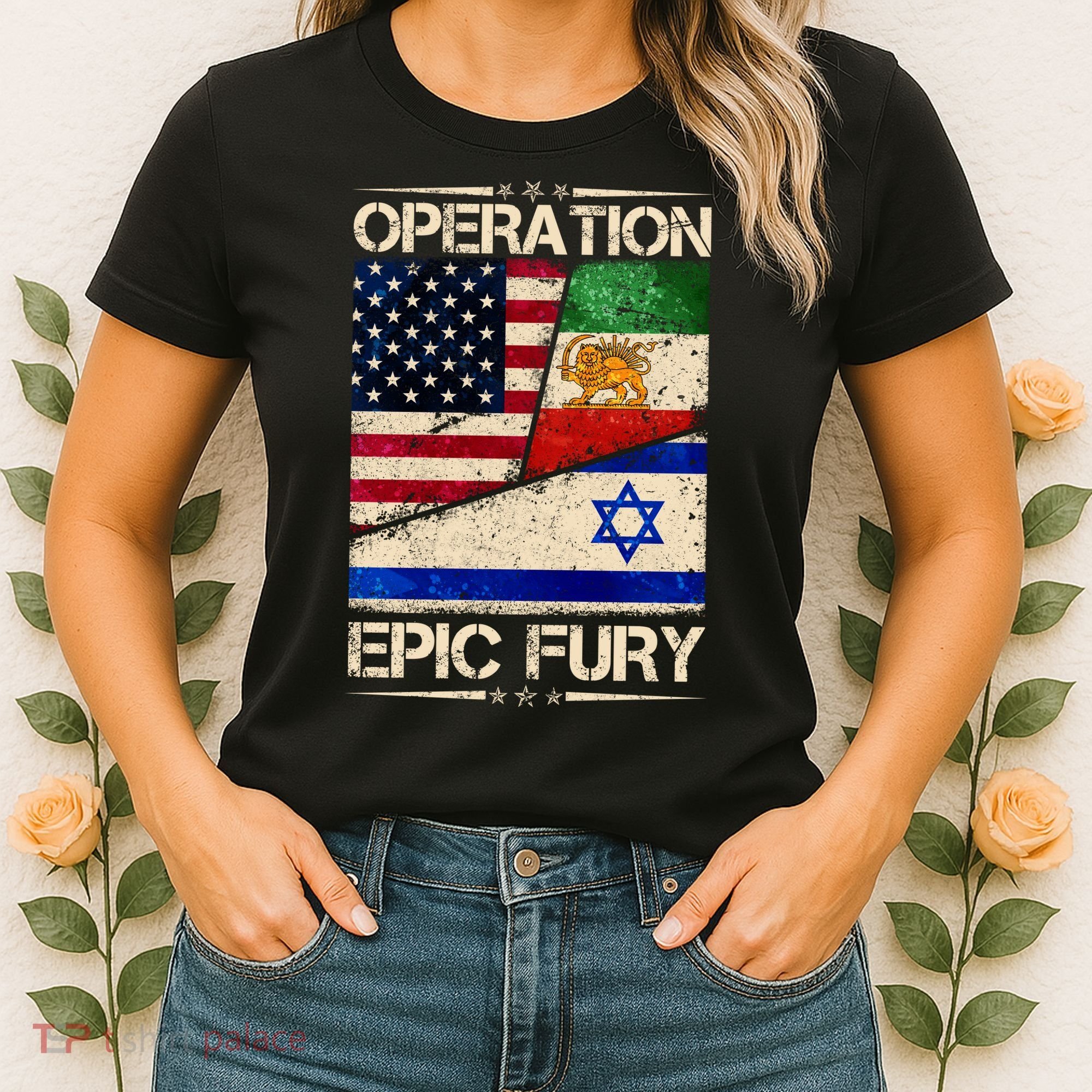 Operation Epic Fury Flag America Iran And Israe Women's T-Shirt