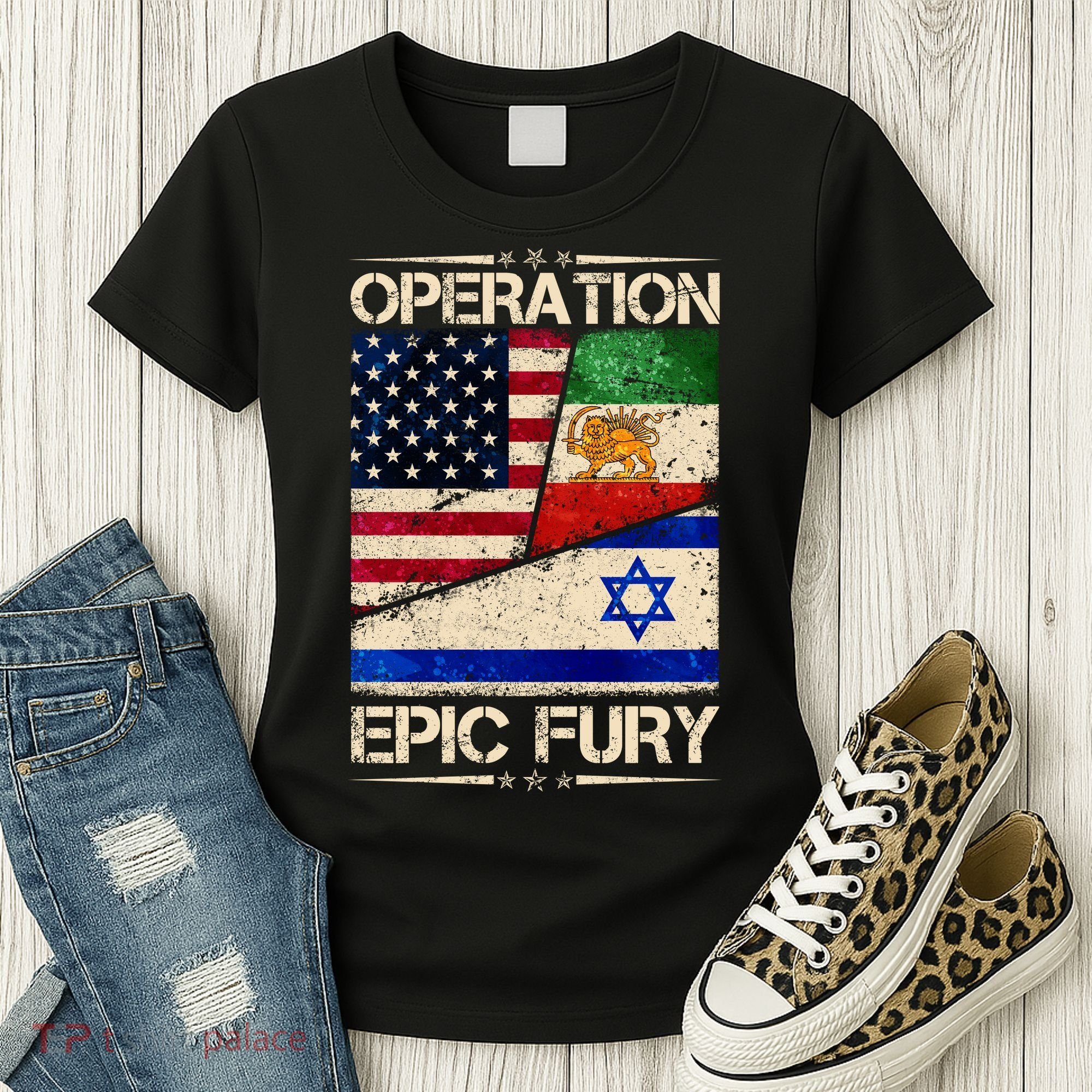 Operation Epic Fury Flag America Iran And Israe Women's T-Shirt