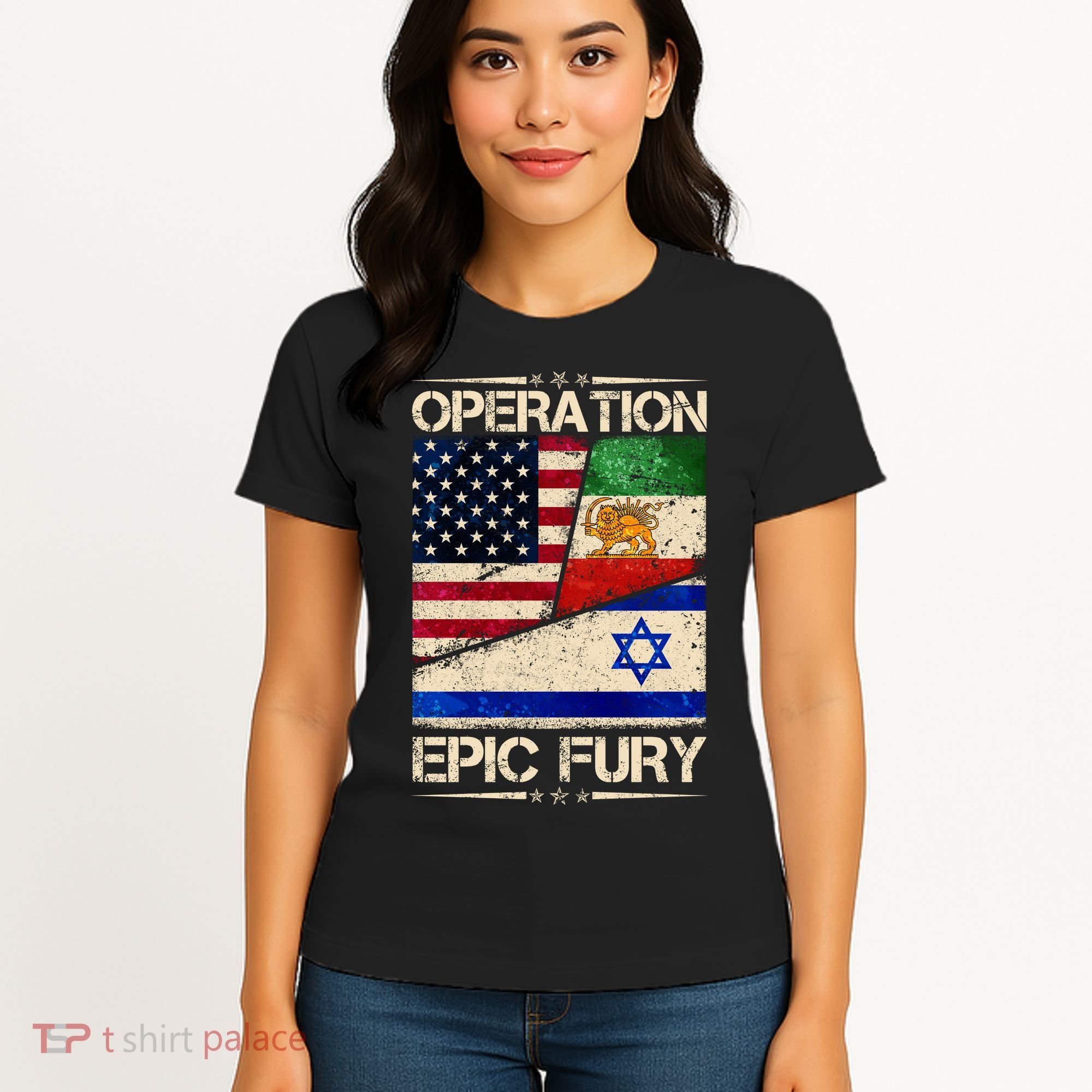 Operation Epic Fury Flag America Iran And Israe Women's T-Shirt