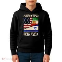 Operation Epic Fury Flag America Iran And Israe Kids Hoodie thumb 4