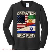 Operation Epic Fury Flag America Iran And Israe Kids Long Sleeve Shirt thumb 0