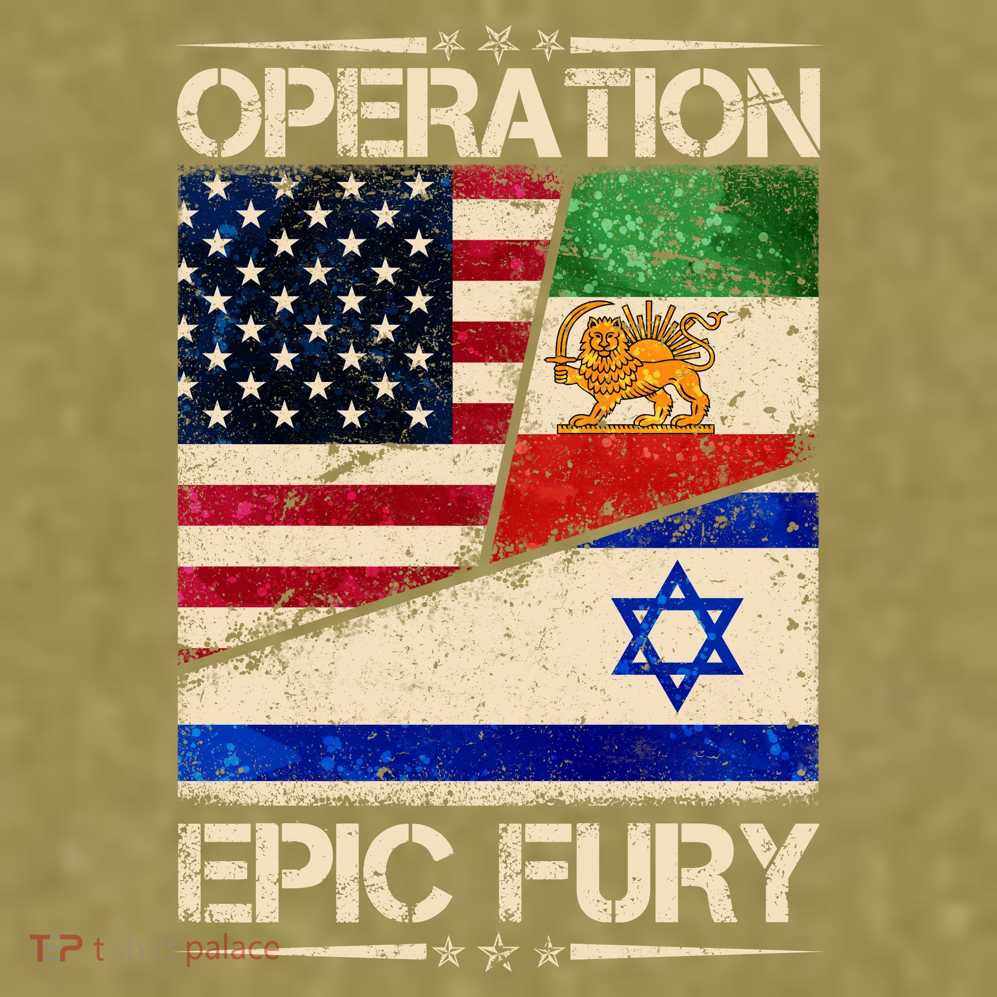 Operation Epic Fury Flag America Iran And Israe Garment-Dyed Women's Muscle Tee