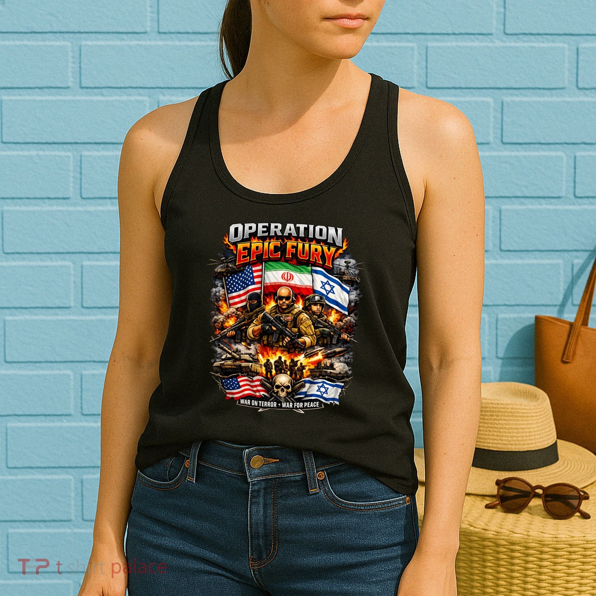 Operation Epic Fury America Iran Israel Fight For Peace Women's Tank Top
