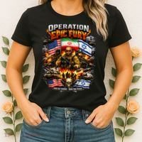 Operation Epic Fury America Iran Israel Fight For Peace Women's T-Shirt thumb 2