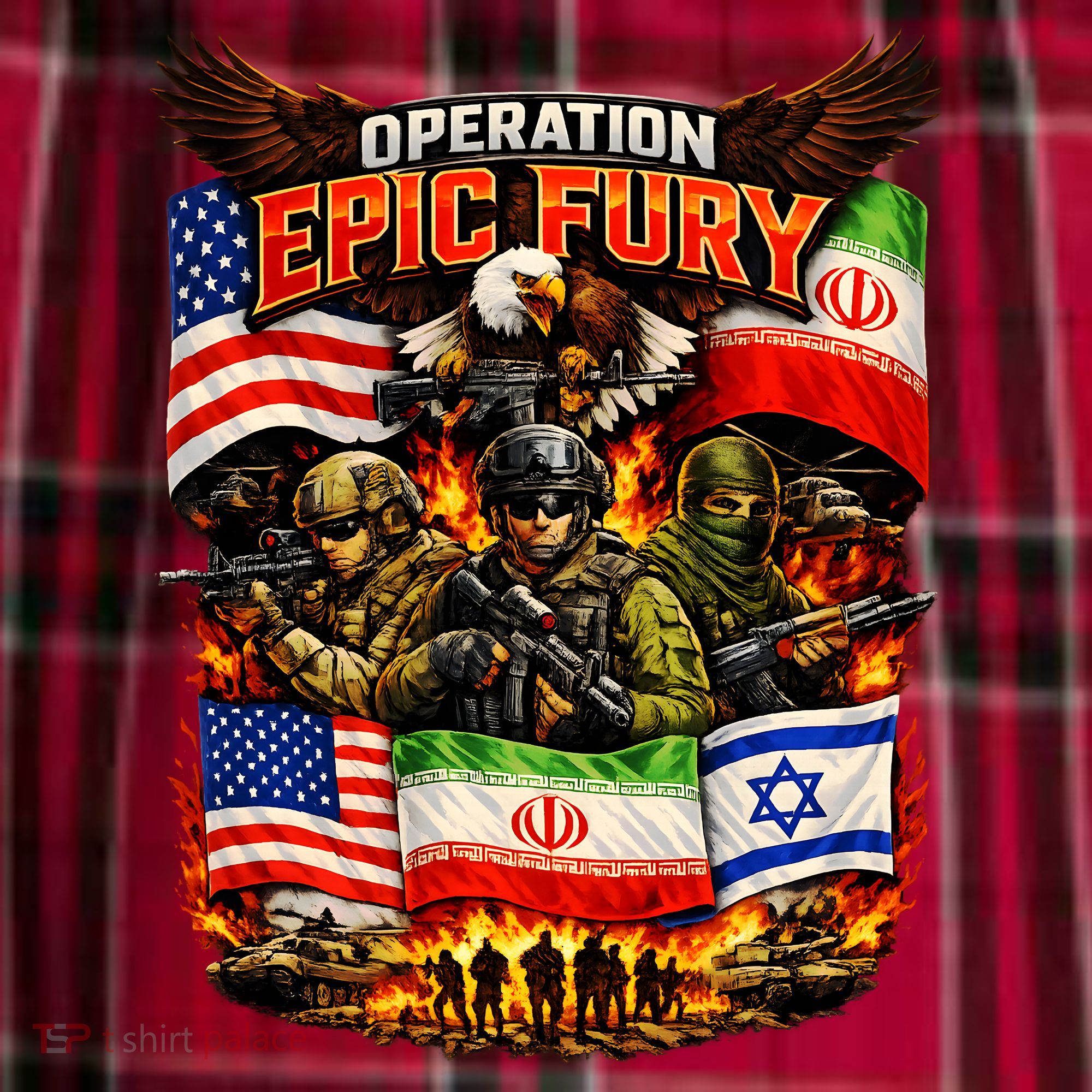Operation Epic Fury America Iran And Israel Men's Flannel Plaid Pajama Pants