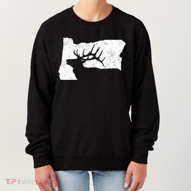 Oregon Elk Hunting Bull Elk State Shape Women's Sweatshirt