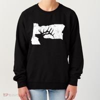 Oregon Elk Hunting Bull Elk State Shape Women's Sweatshirt thumb 0