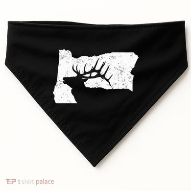 Oregon Elk Hunting Bull Elk State Shape USA-Made Doggie Bandana