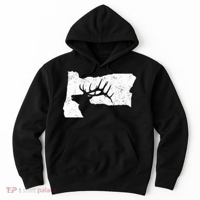 Oregon Elk Hunting Bull Elk State Shape Hoodie