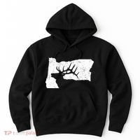 Oregon Elk Hunting Bull Elk State Shape Hoodie thumb 0