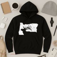 Oregon Elk Hunting Bull Elk State Shape Hoodie thumb 3
