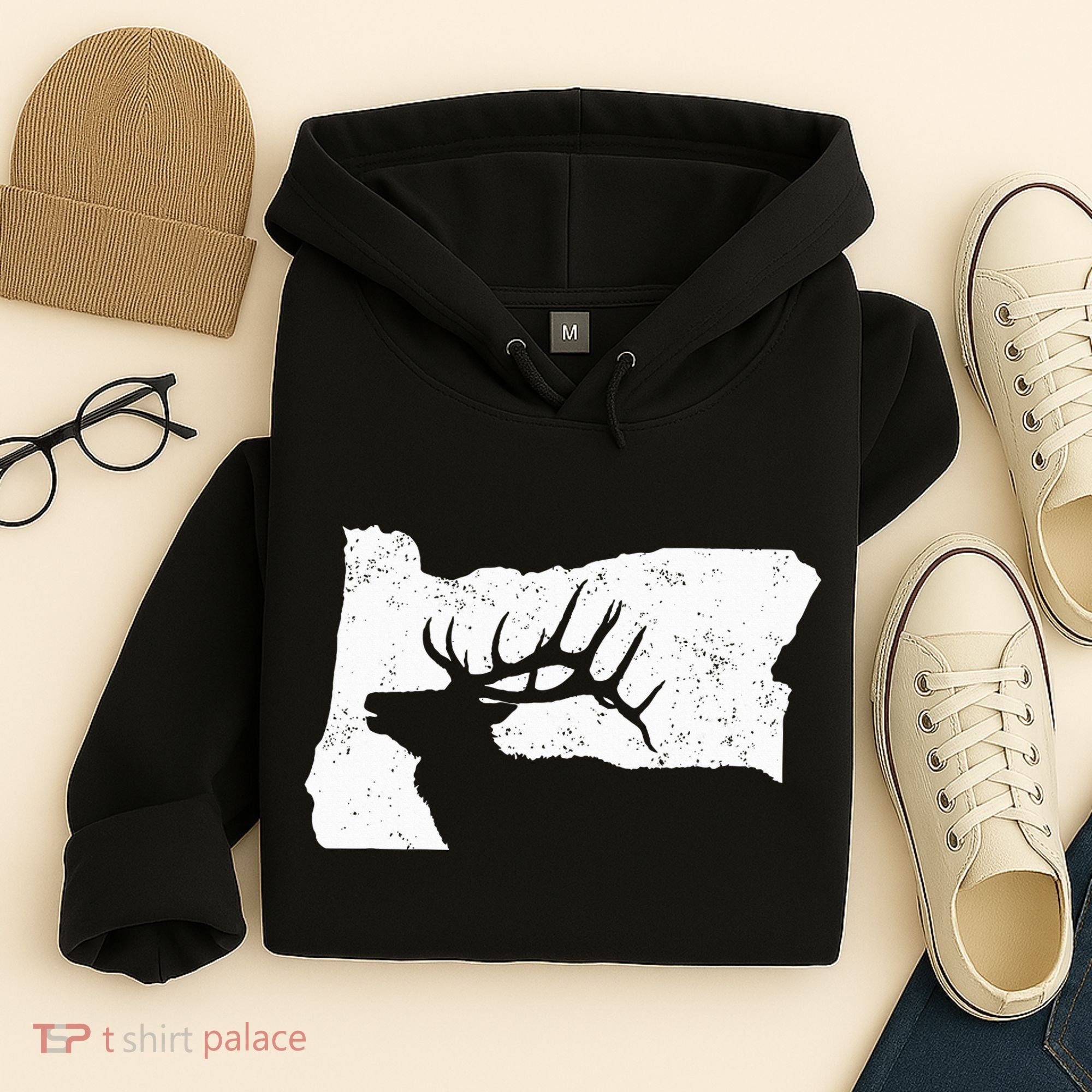 Oregon Elk Hunting Bull Elk State Shape Hoodie