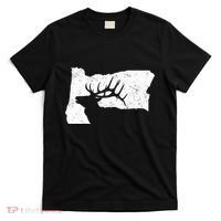 Oregon Elk Hunting Bull Elk State Shape T-Shirt thumb 0