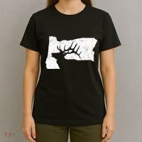 Oregon Elk Hunting Bull Elk State Shape T-Shirt thumb 4