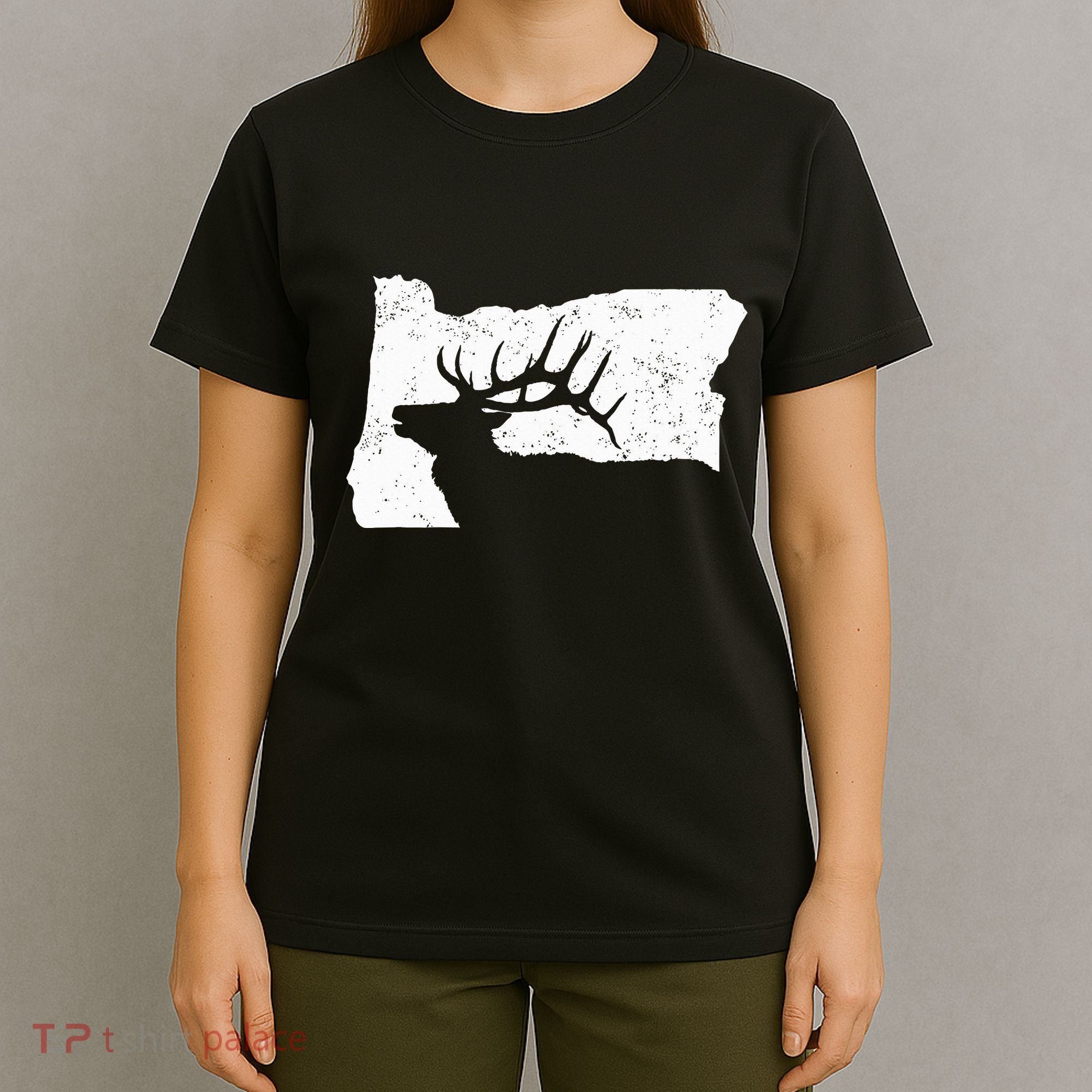 Oregon Elk Hunting Bull Elk State Shape T-Shirt
