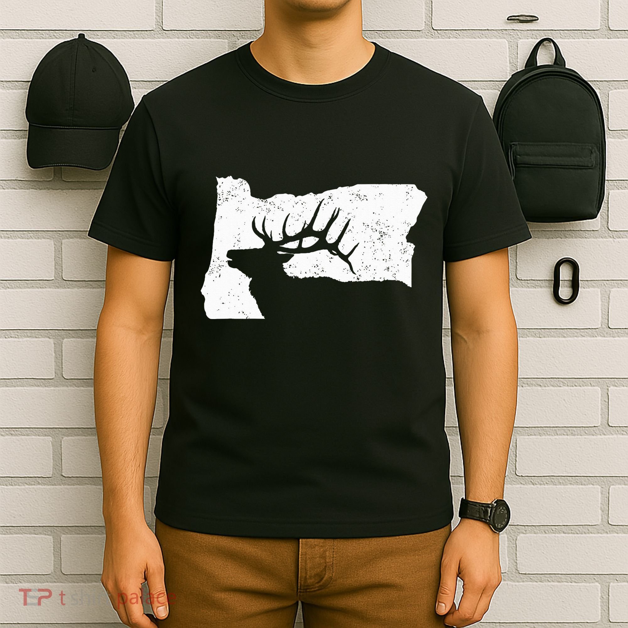 Oregon Elk Hunting Bull Elk State Shape T-Shirt