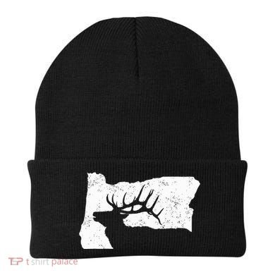 Oregon Elk Hunting Bull Elk State Shape Beanie