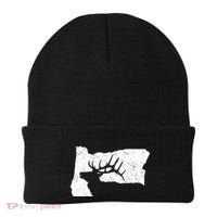 Oregon Elk Hunting Bull Elk State Shape Beanie thumb 0