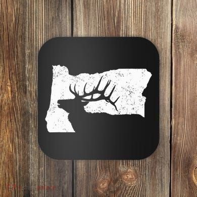 Oregon Elk Hunting Bull Elk State Shape Coaster